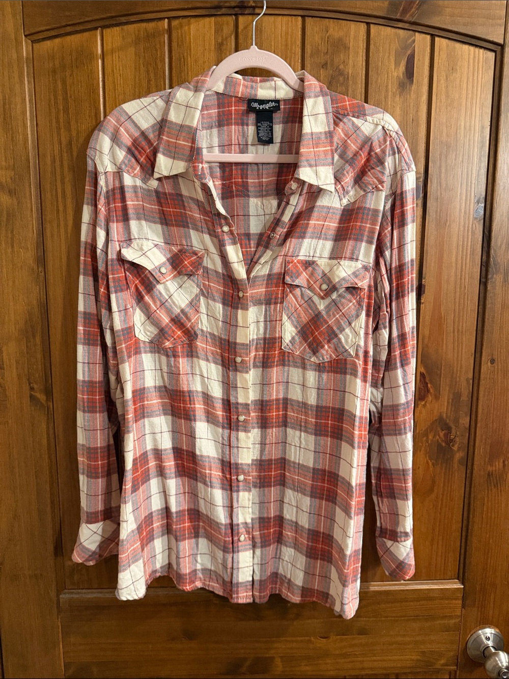 Wrangler Women's Red Plaid Button-Down Shirt